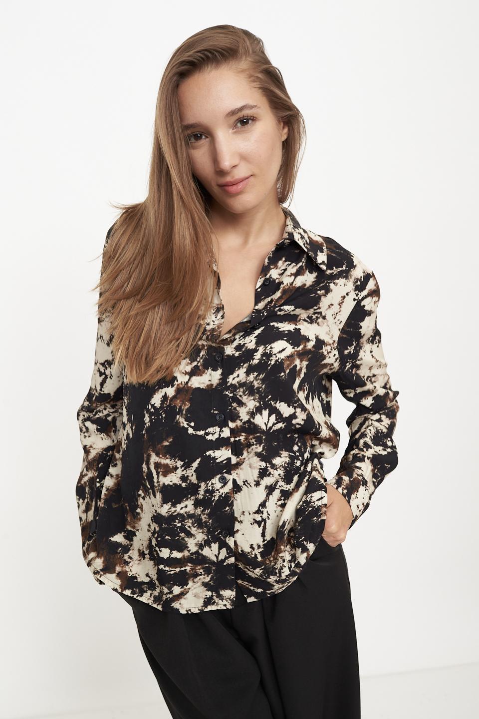 Camicia paint nero camicia modello uomo viscosa fantasia Brend