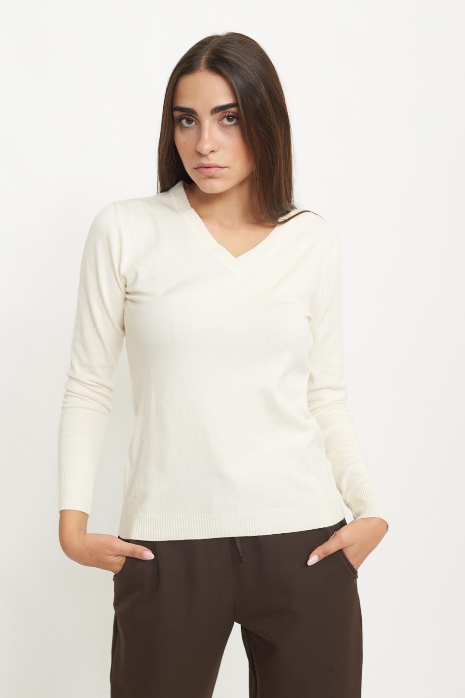 Maglia latte maglia scollo v manica lunga Brend