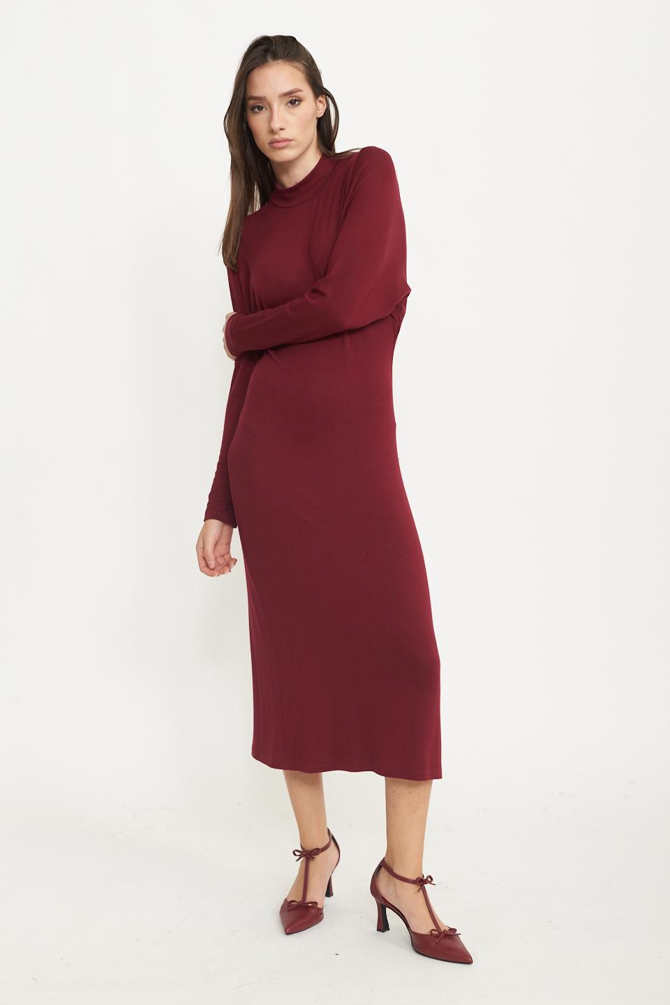 Abito lungo manica pipistrello bordeaux - Autunno - Inverno 2025 | Brend