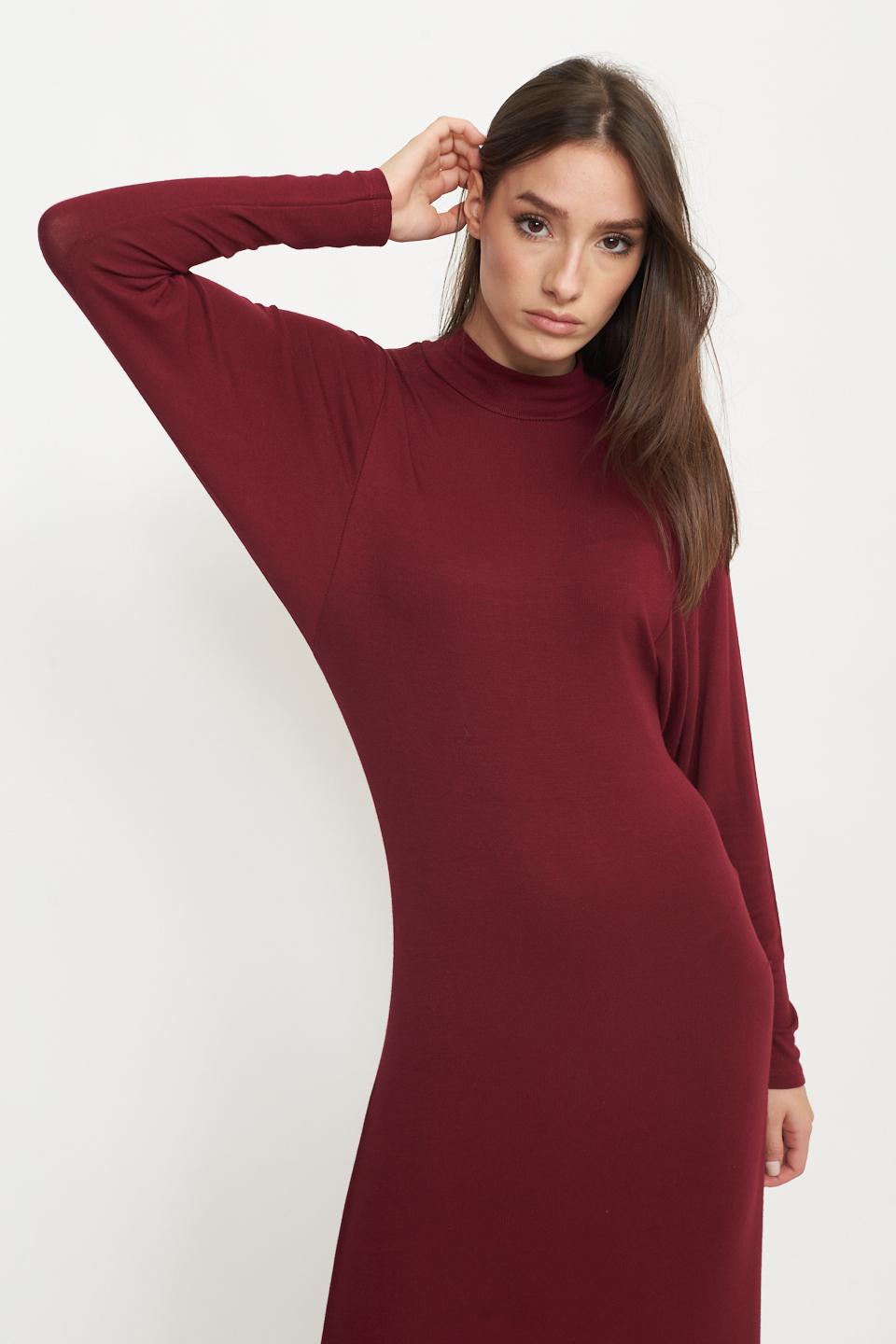 Abito lungo manica pipistrello bordeaux - Autunno - Inverno 2025 | Brend