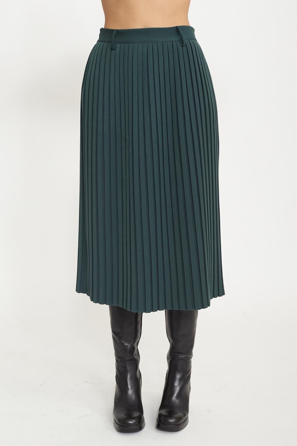 Gonna midi plissè verde bottiglia - Autunno - Inverno 2025 | Brend