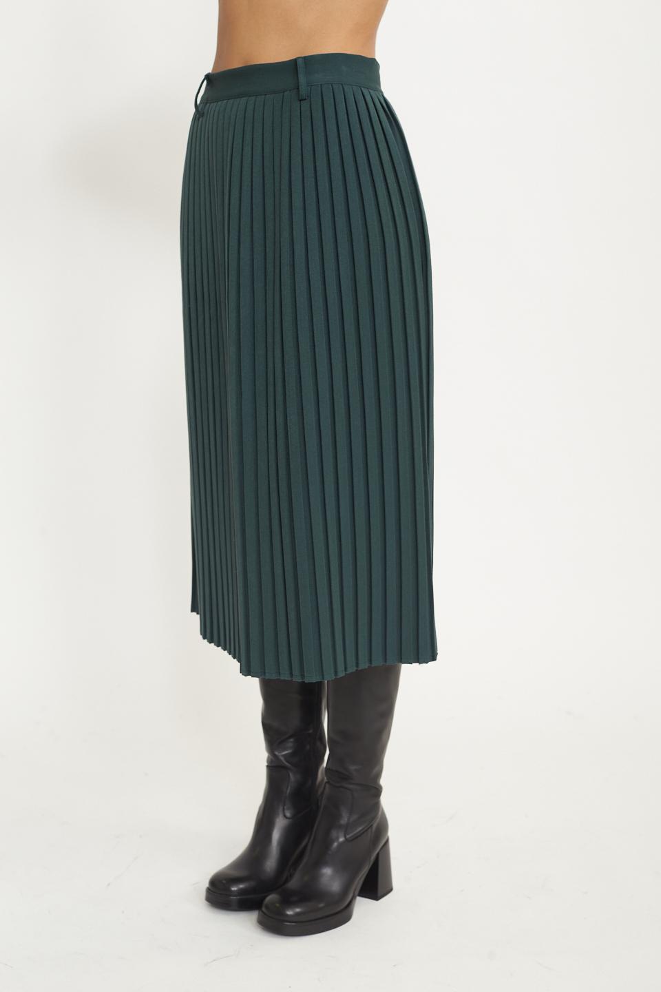 Gonna midi plissè verde bottiglia - Autunno - Inverno 2025 | Brend