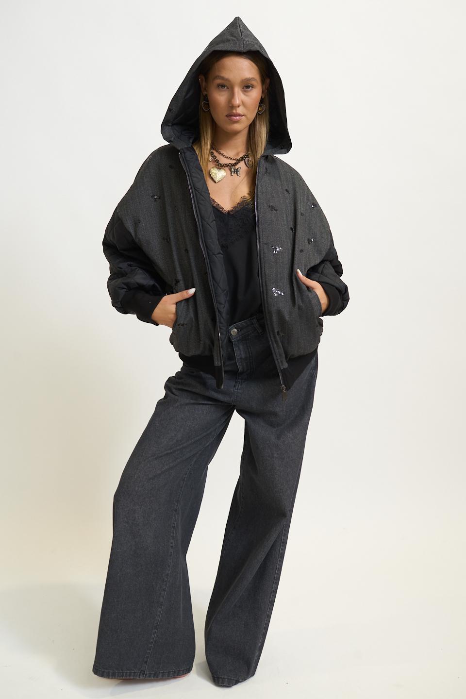 Bomber trapuntato ricami paillettes | Brend