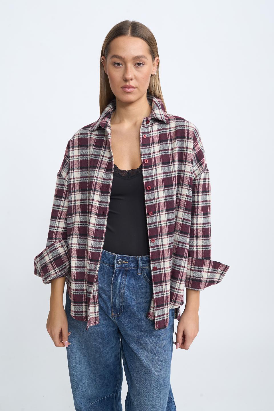 Camicia over check burgundy - Autunno - Inverno 2025 | Brend