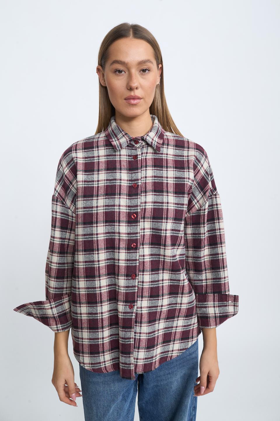 Camicia over check burgundy - Autunno - Inverno 2025 | Brend