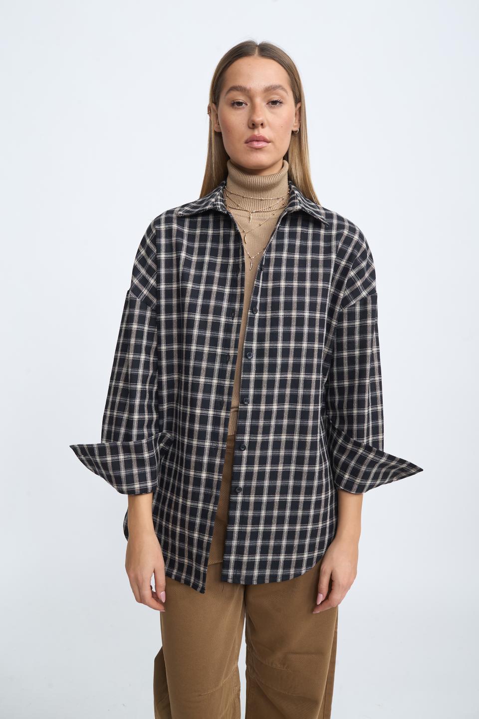 Camicia over check check nero - Autunno - Inverno 2025 | Brend