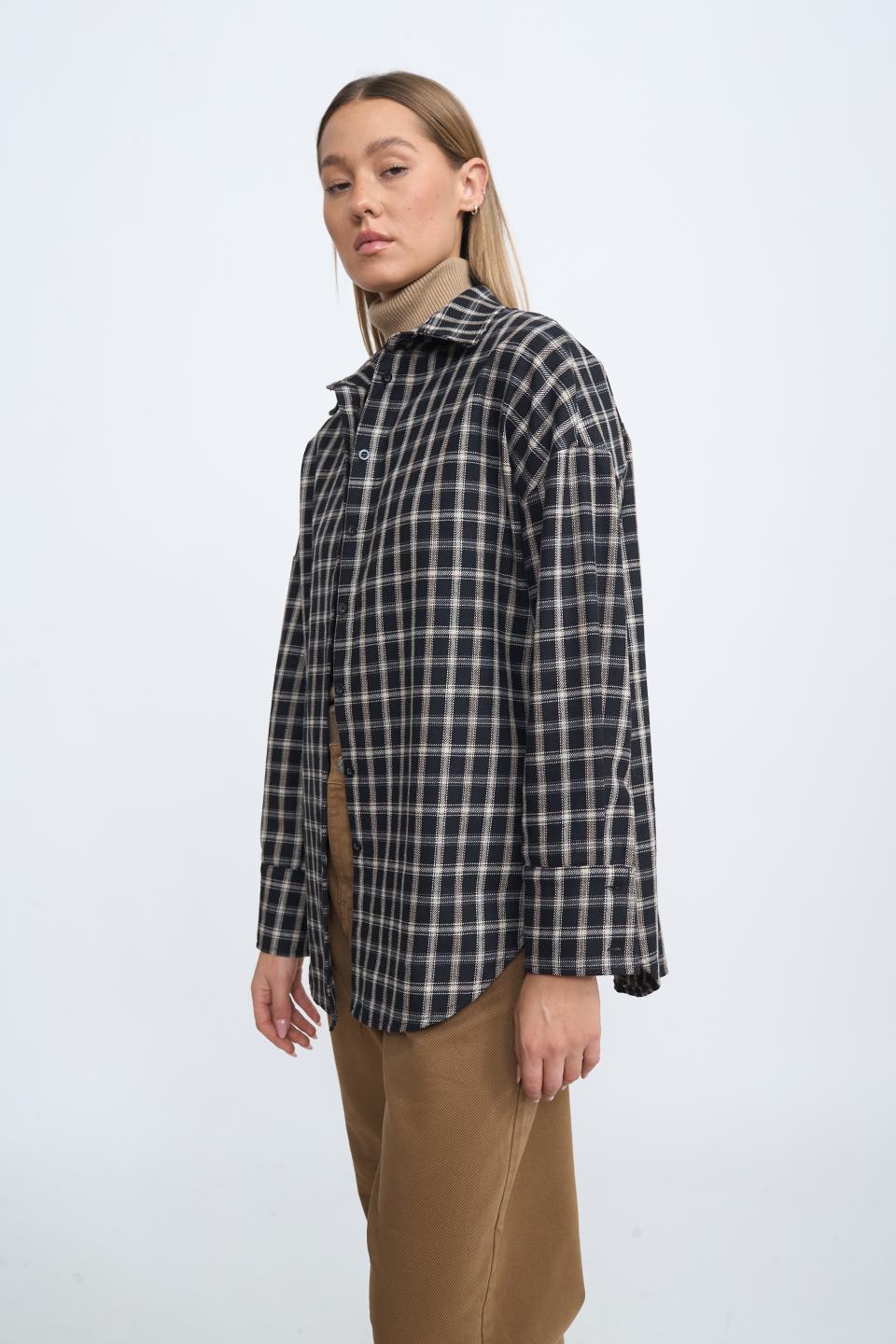 Camicia over check check nero - Autunno - Inverno 2025 | Brend