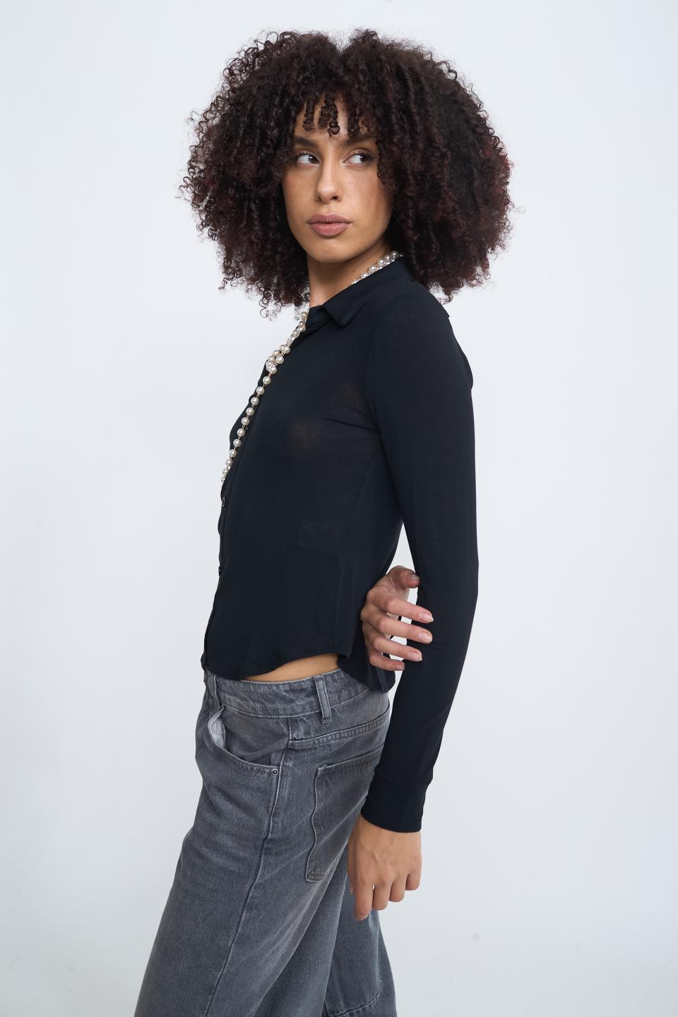 Camicia-polo jersey nero - Autunno - Inverno 2025 | Brend