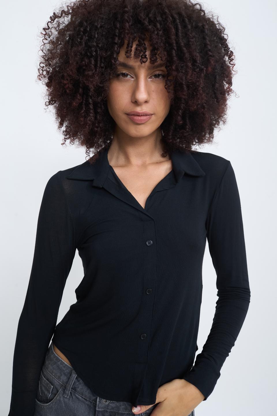 Camicia-polo jersey nero - Autunno - Inverno 2025 | Brend