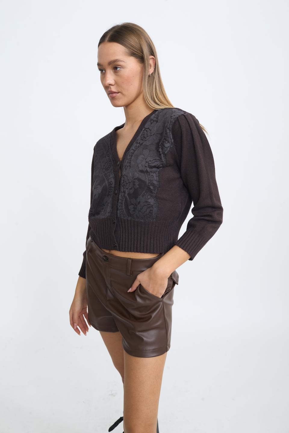 Cardigan crop pizzo moro - Autunno - Inverno 2025 | Brend