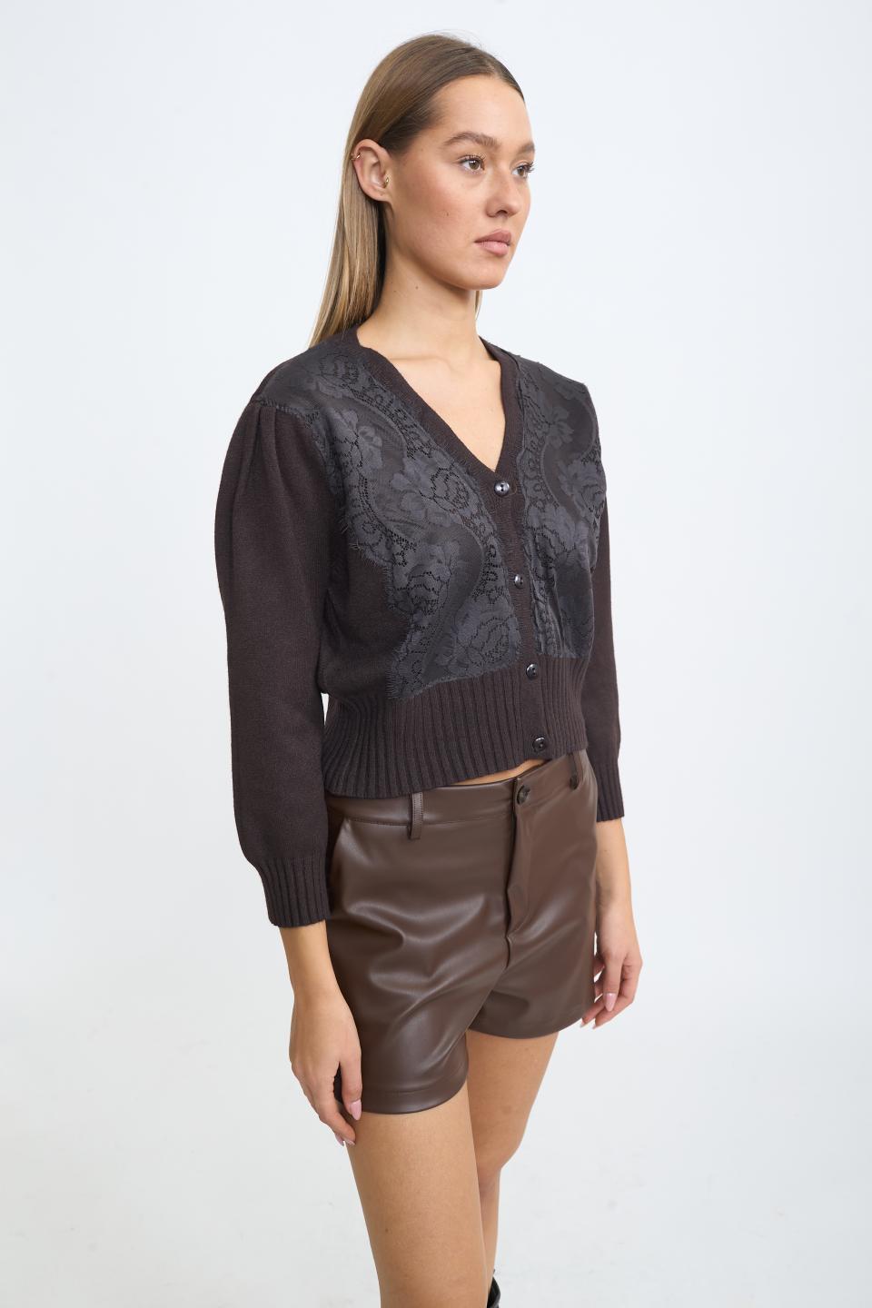 Cardigan crop pizzo moro - Autunno - Inverno 2025 | Brend