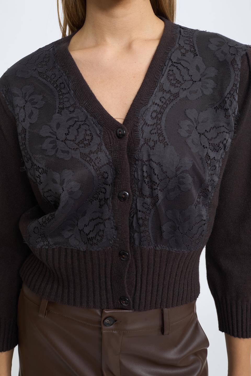 Cardigan crop pizzo moro - Autunno - Inverno 2025 | Brend