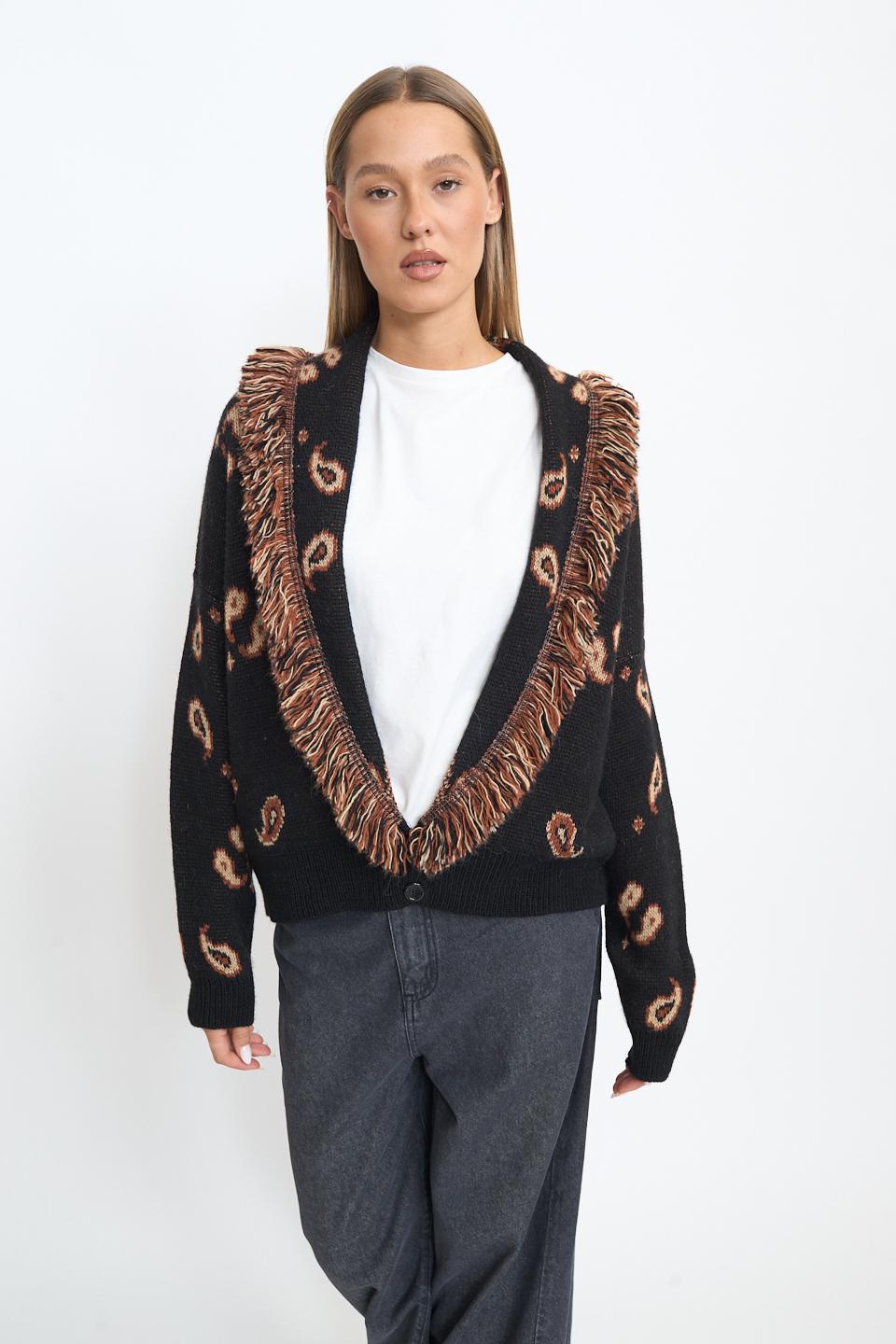 Cardigan corto frange | Brend