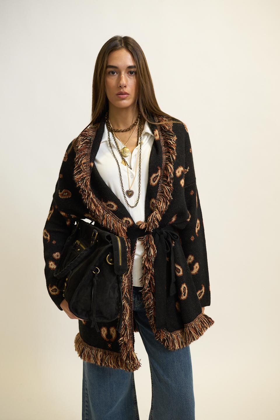 Cardigan lungo frange | Brend