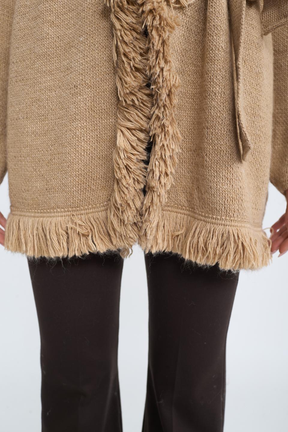 Cardigan lungo frange camel - Autunno - Inverno 2025 | Brend