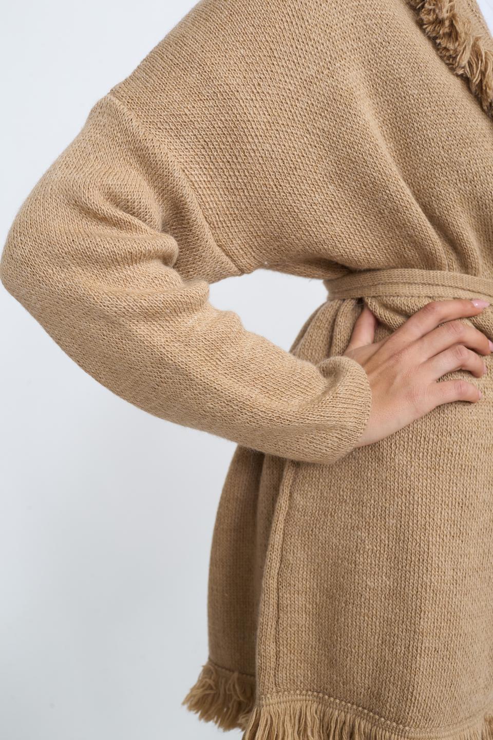 Cardigan lungo frange camel - Autunno - Inverno 2025 | Brend