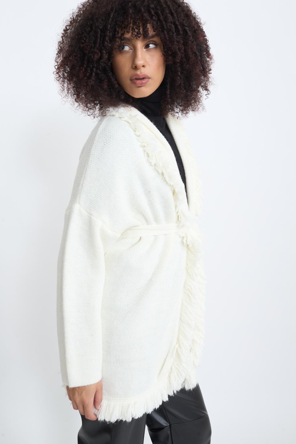 Cardigan lungo frange panna - Autunno - Inverno 2025 | Brend