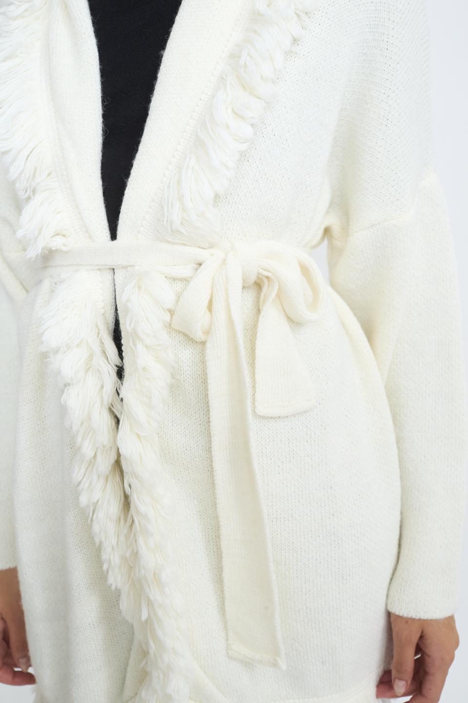 Cardigan lungo frange panna - Autunno - Inverno 2025 | Brend