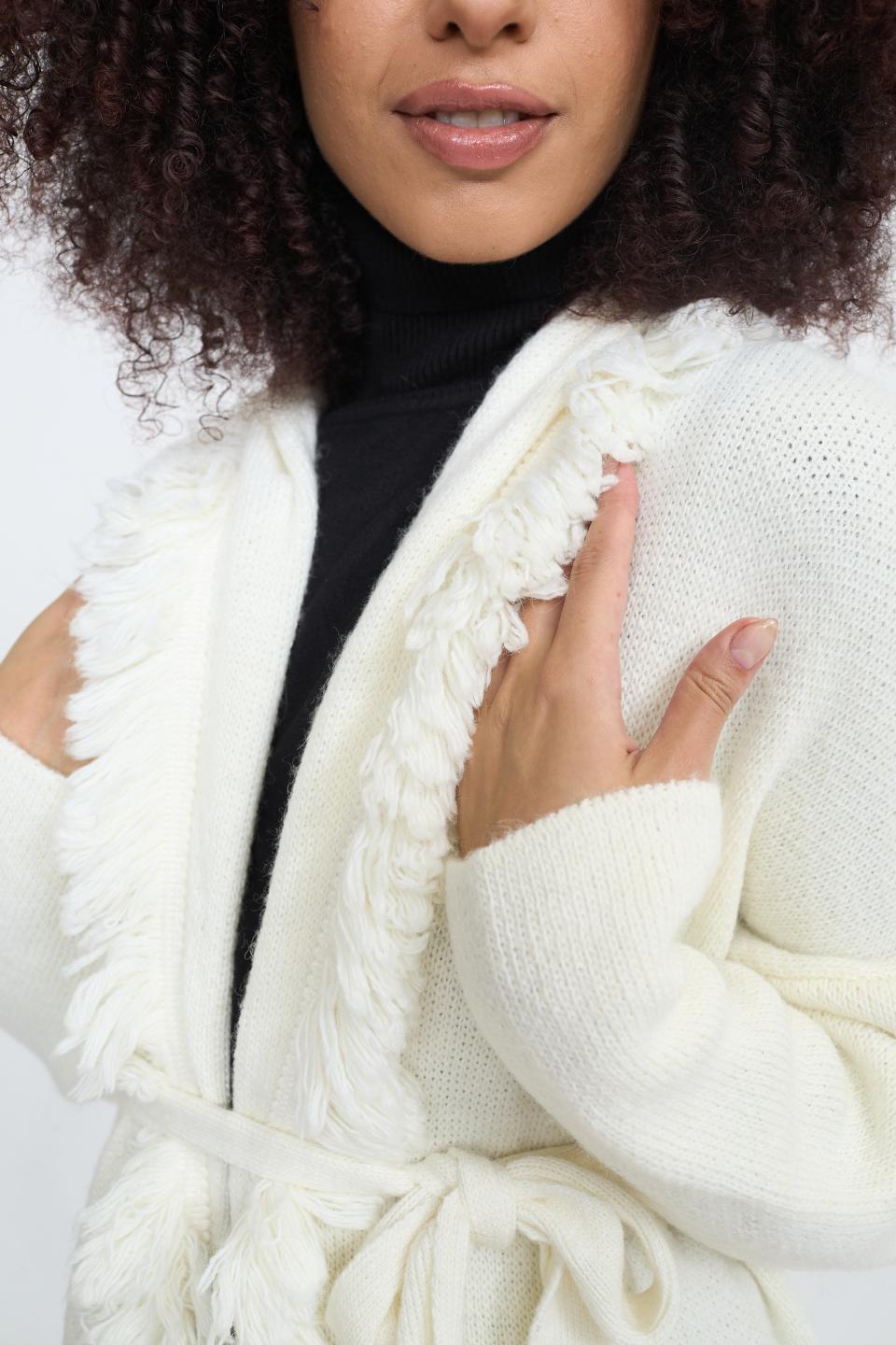 Cardigan lungo frange panna - Autunno - Inverno 2025 | Brend