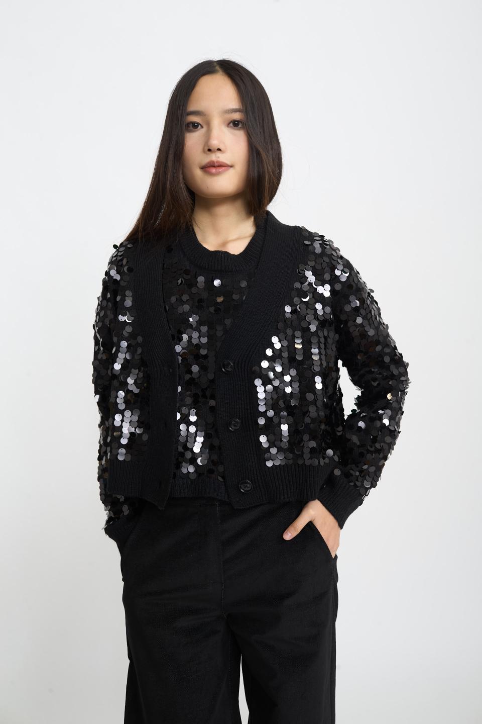Cardigan scollo V paillettes | Brend