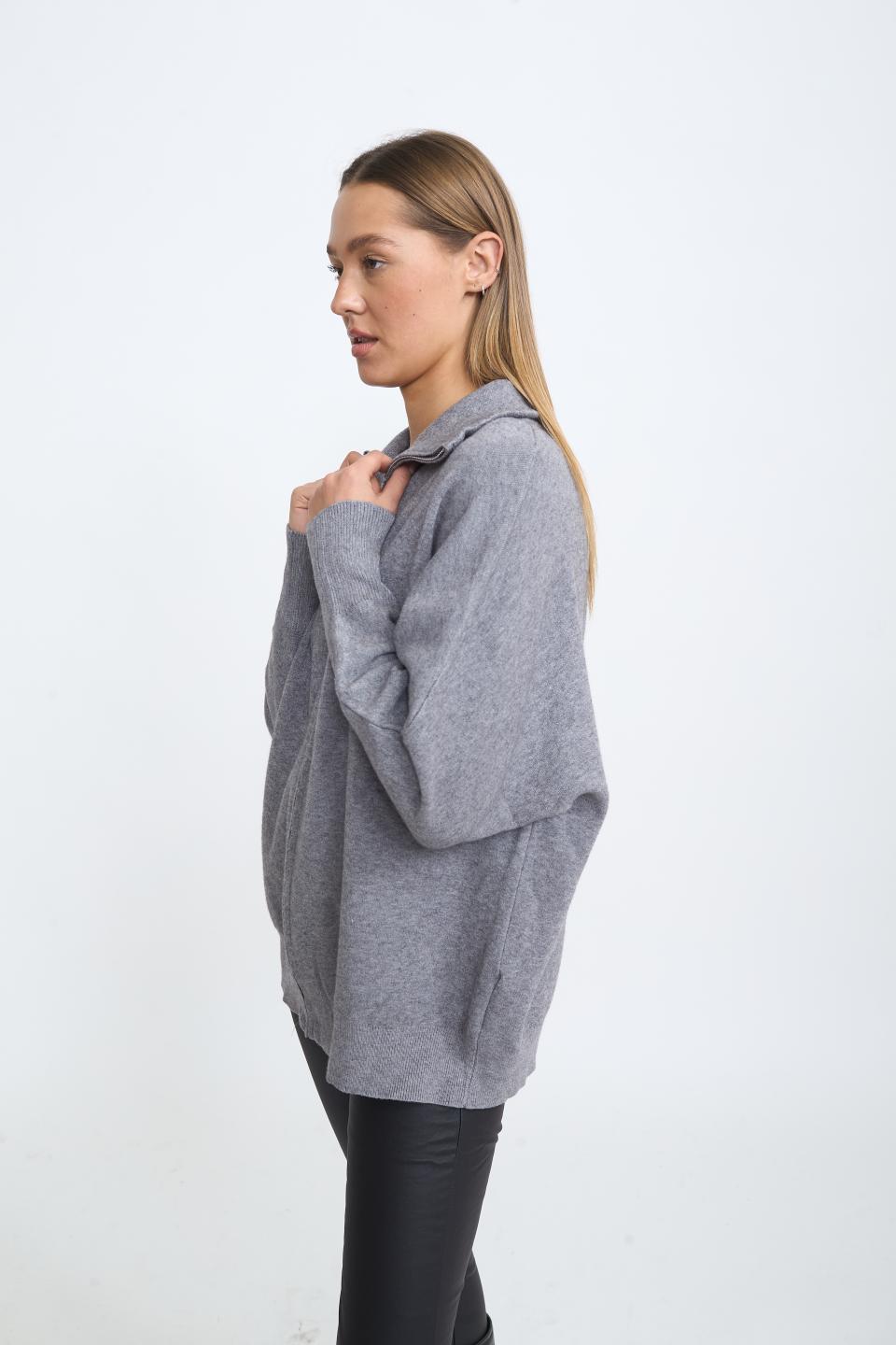 Cardigan over zip grigio - Autunno - Inverno 2025 | Brend