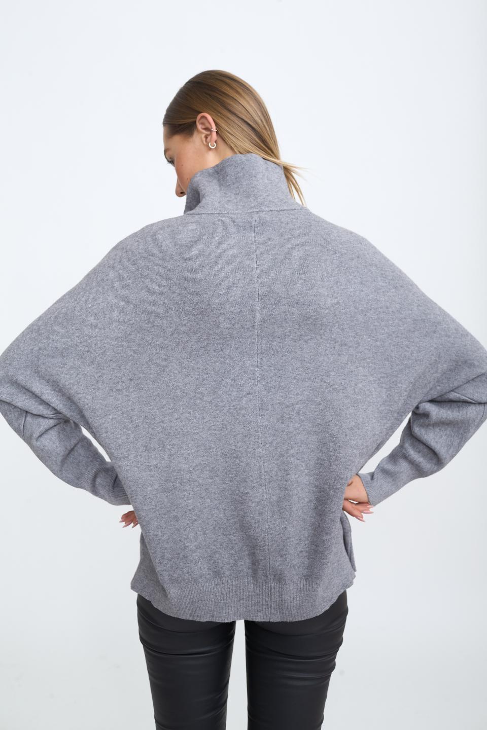 Cardigan over zip grigio - Autunno - Inverno 2025 | Brend