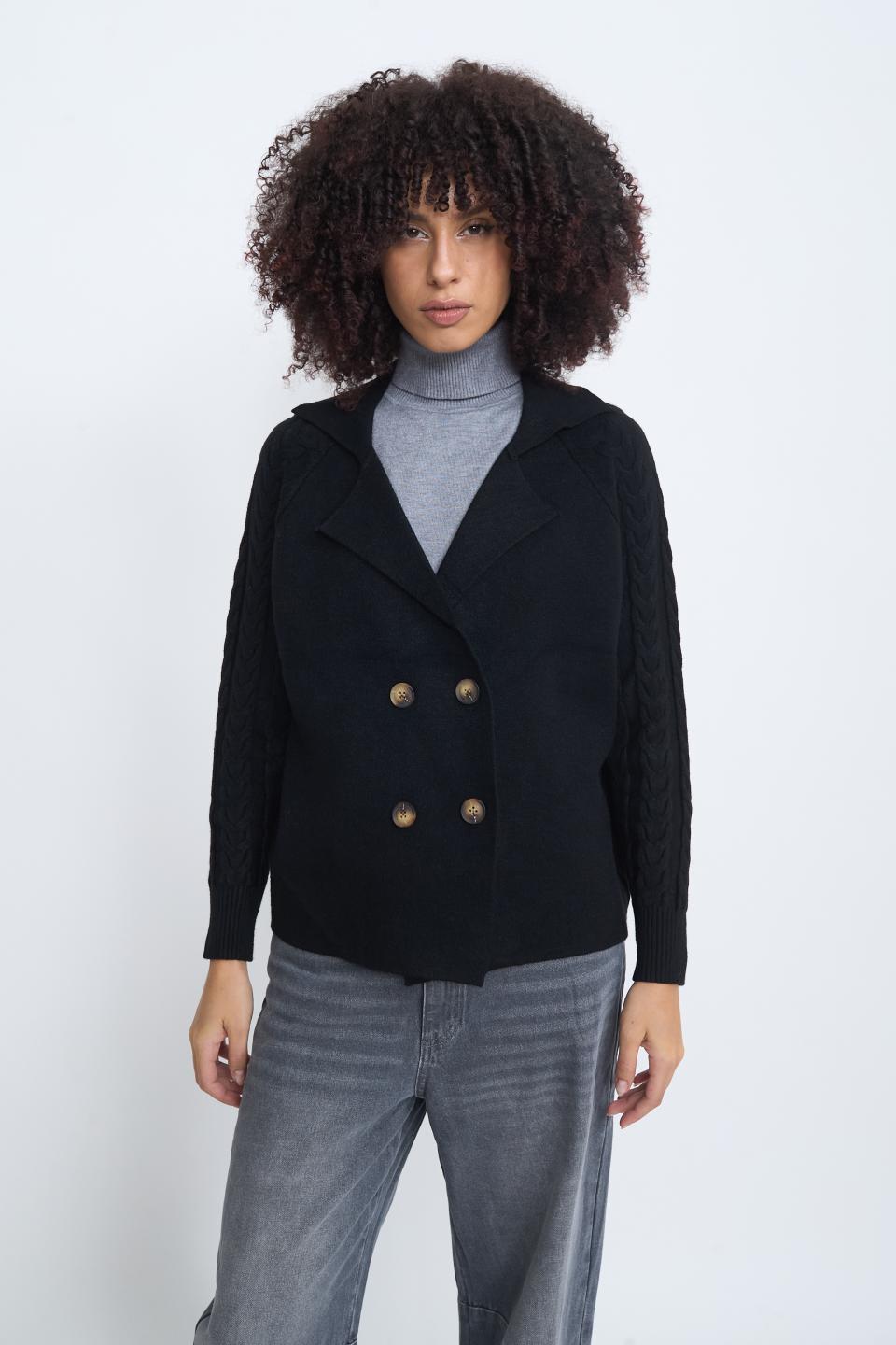 Cardigan manica treccia nero - Autunno - Inverno 2025 | Brend