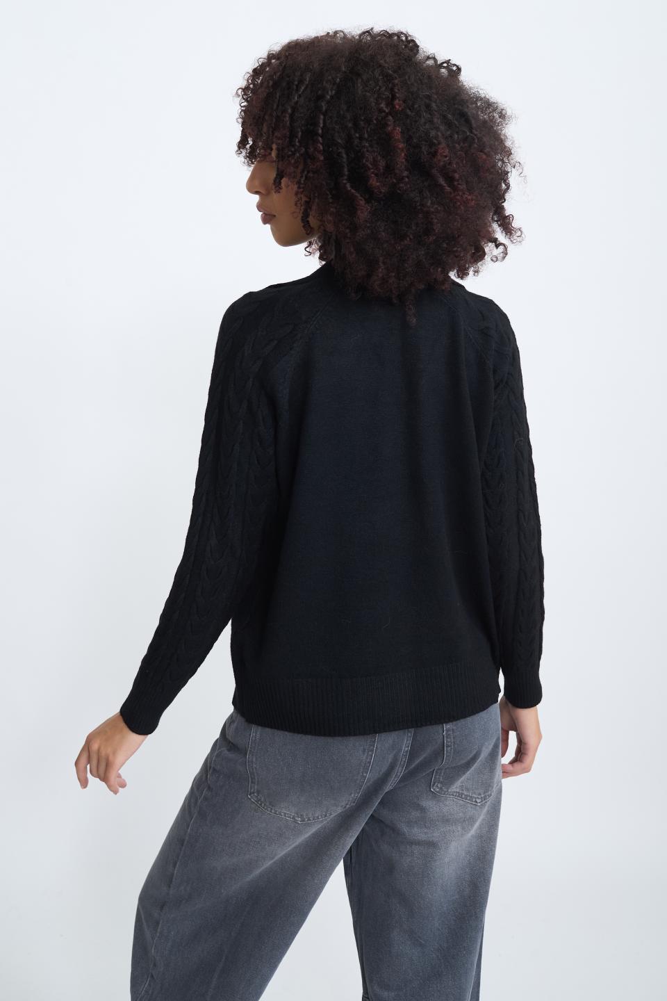 Cardigan manica treccia nero - Autunno - Inverno 2025 | Brend