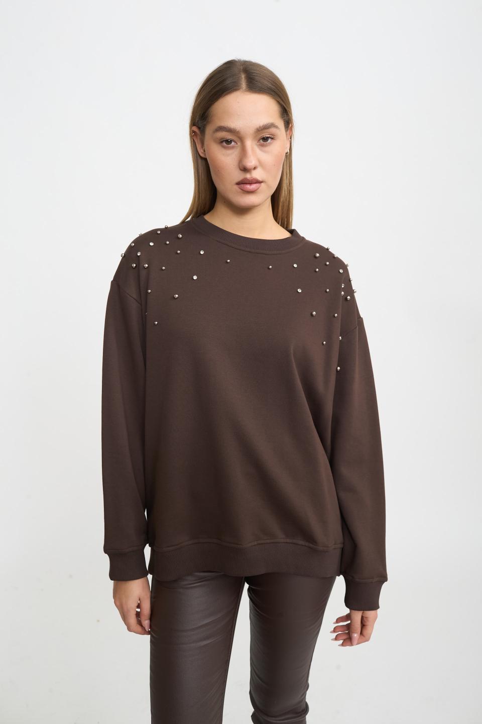 Felpa borchie e strass | Brend