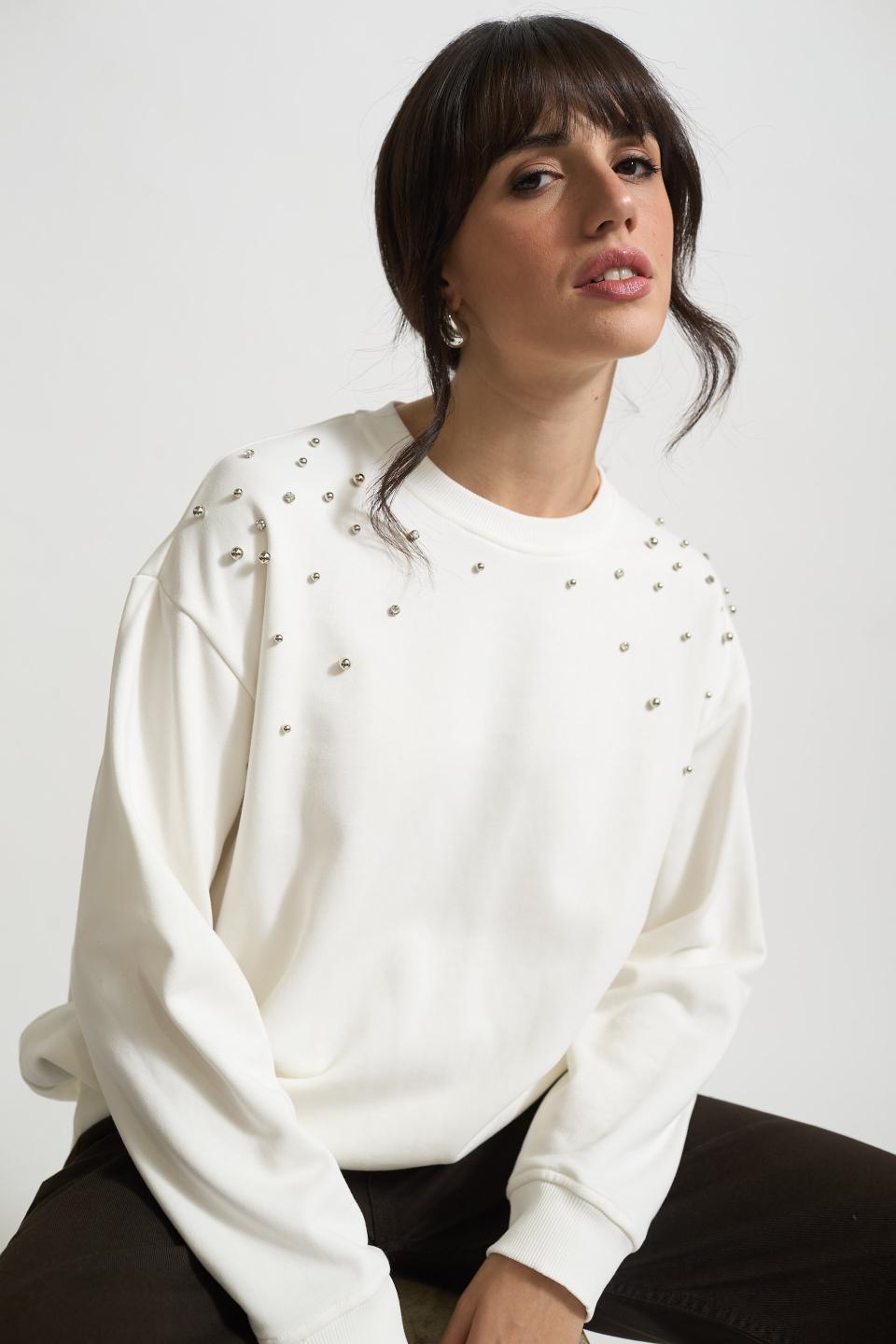 Felpa borchie e strass | Brend