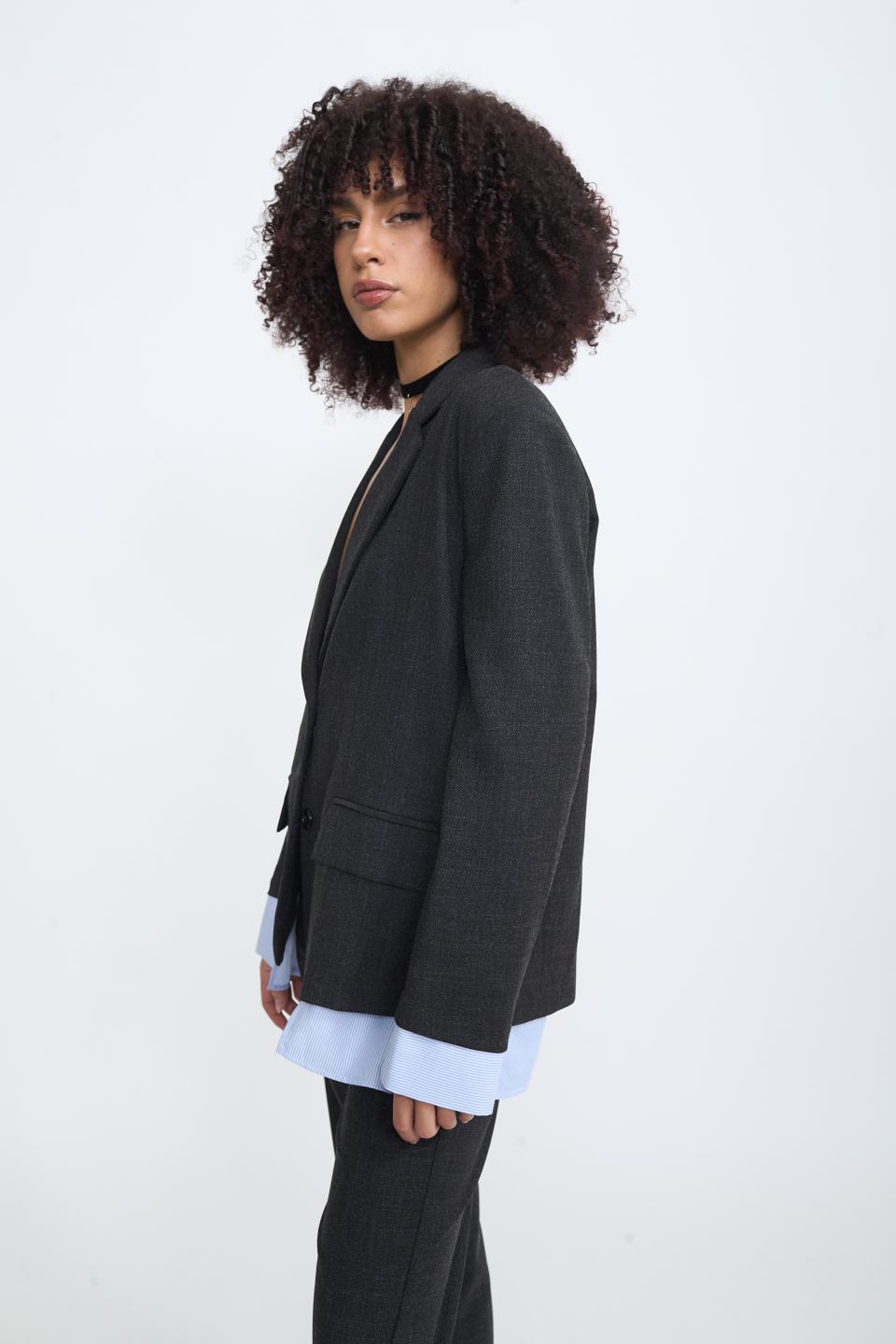 Giacca inserto camicia rigata nero - Autunno - Inverno 2025 | Brend