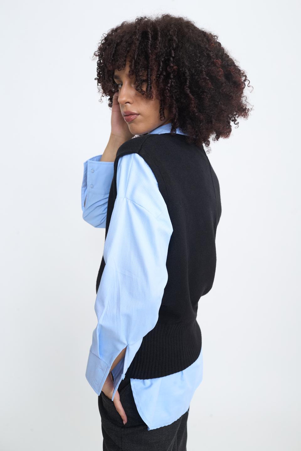 Gilet fascia costine nero - Autunno - Inverno 2025 | Brend