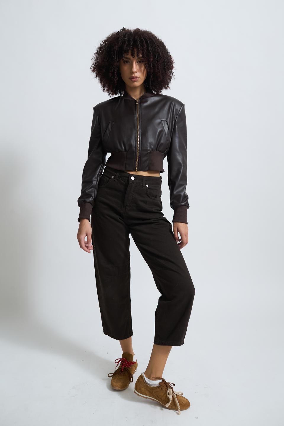 Giubbino baseball effetto pelle | Brend