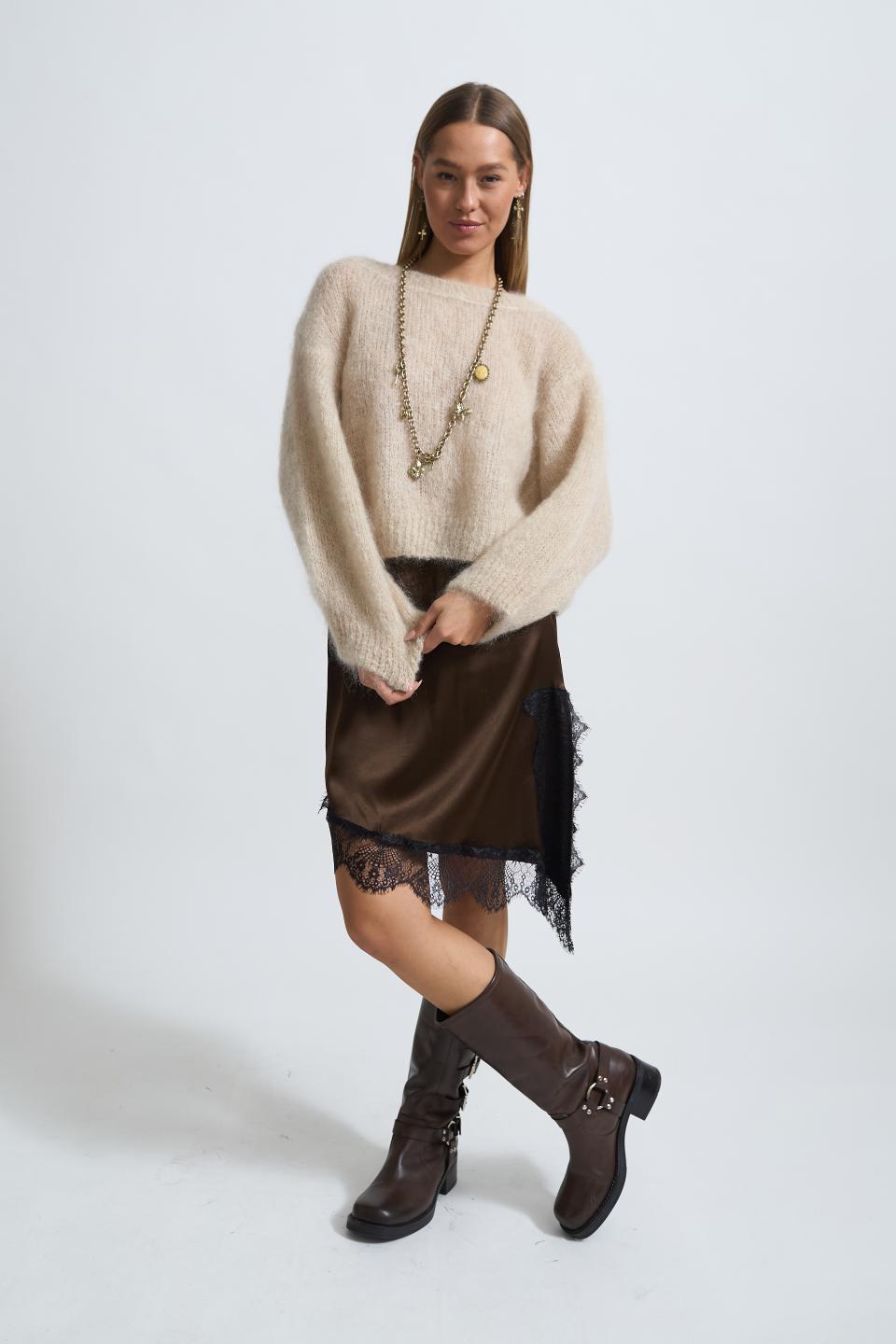 Gonna asimmetrica pizzo | Brend