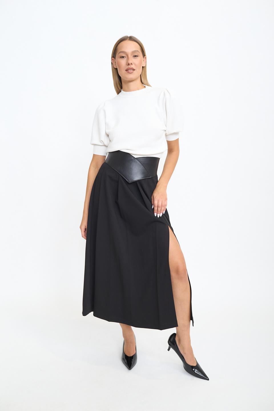 Gonna pieghe spacco | Brend