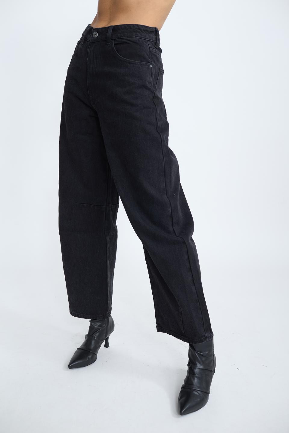 Jeans barrel cuciture nero - Autunno - Inverno 2025 | Brend