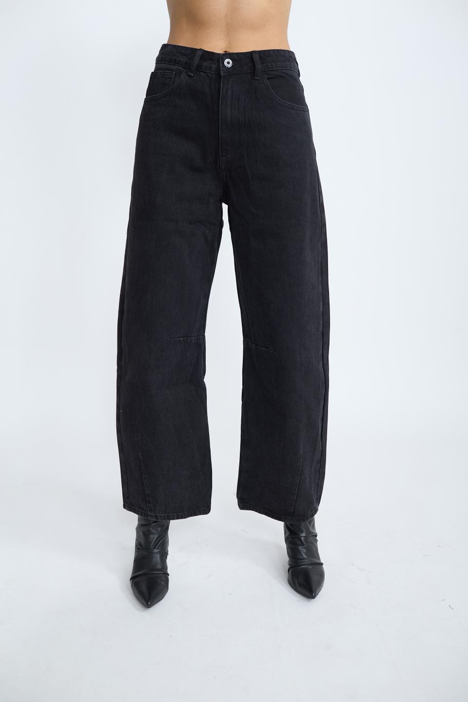 Jeans barrel cuciture nero - Autunno - Inverno 2025 | Brend