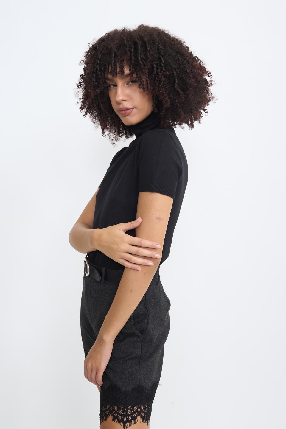 Maglia collo alto mezza manica nero - Autunno - Inverno 2025 | Brend
