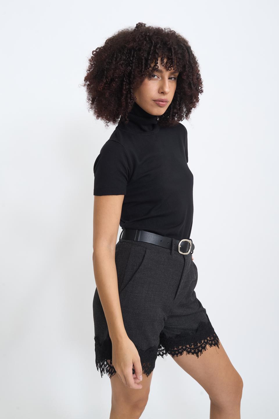 Maglia collo alto mezza manica nero - Autunno - Inverno 2025 | Brend