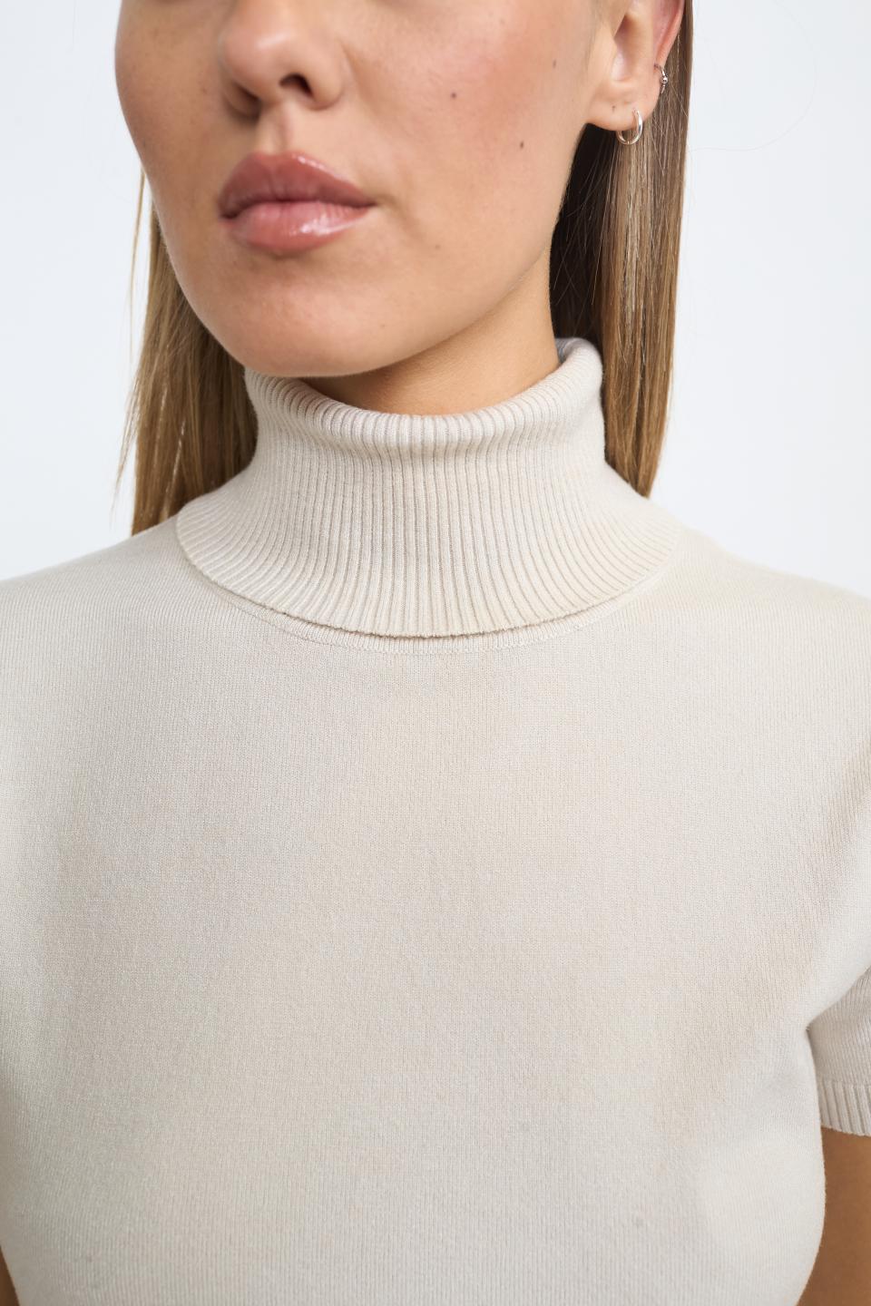 Maglia collo alto mezza manica tortora - Autunno - Inverno 2025 | Brend