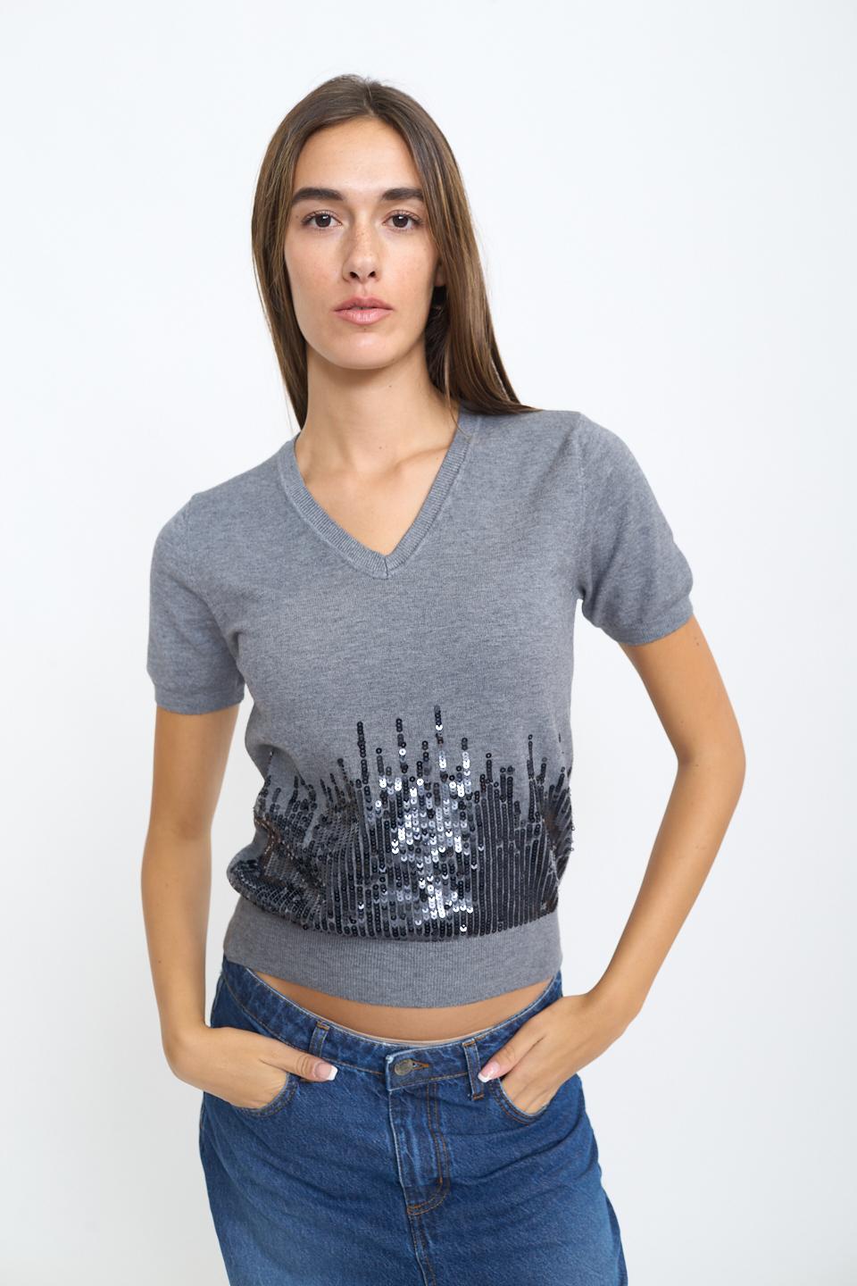 Maglia mezza manica paillettes | Brend