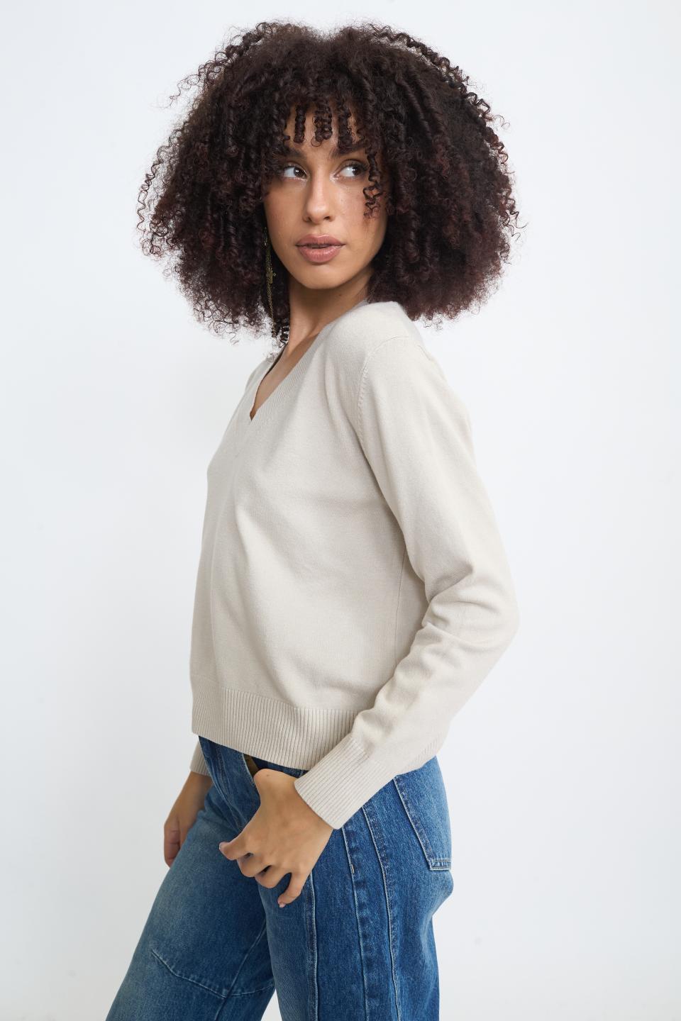 Maglia scollo V tortora - Autunno - Inverno 2025 | Brend