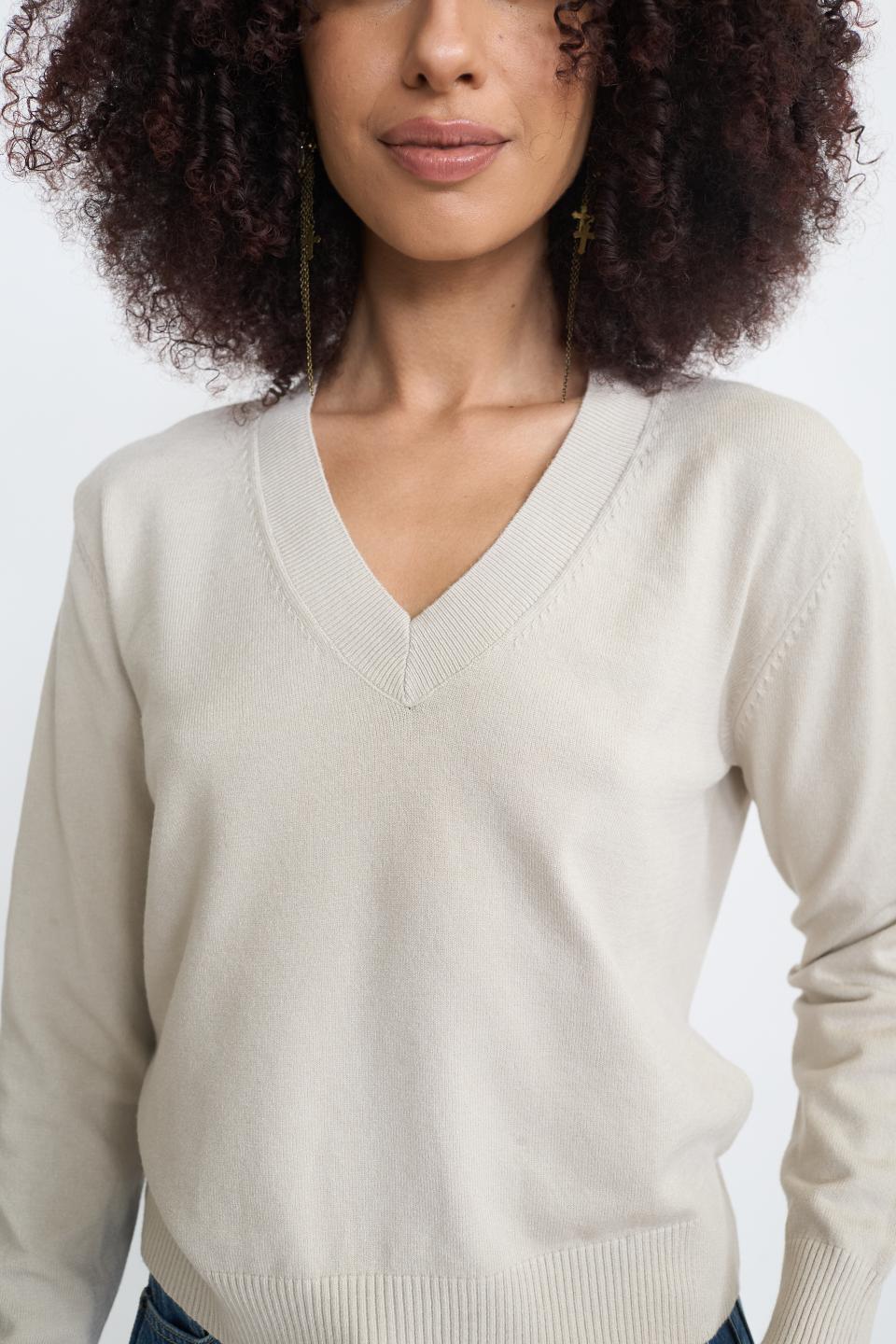 Maglia scollo V tortora - Autunno - Inverno 2025 | Brend