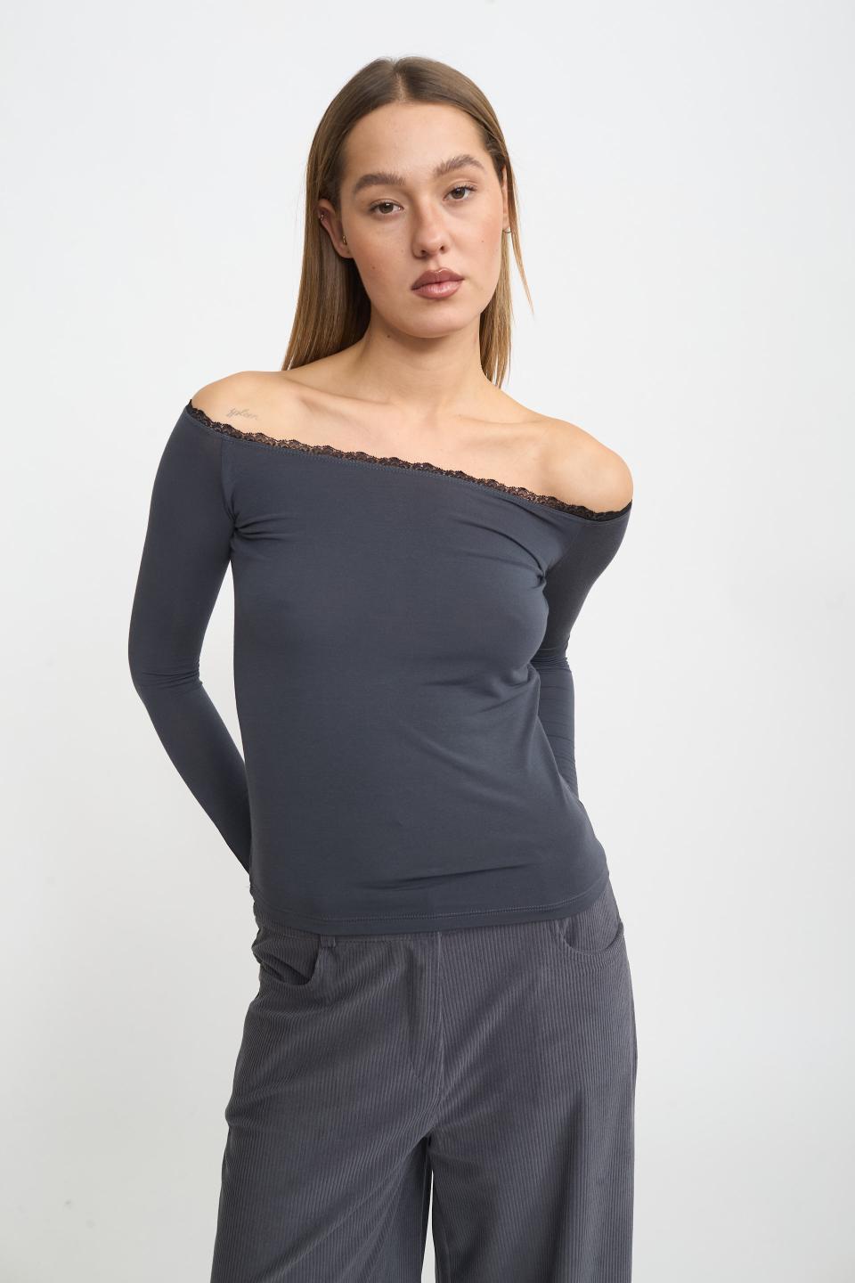 Maglia scollo barca pizzo | Brend