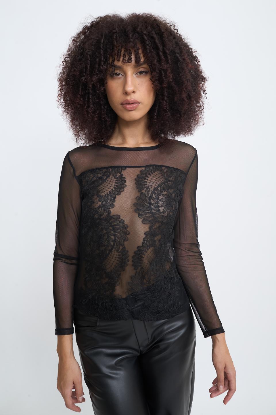 Maglia tulle/pizzo | Brend