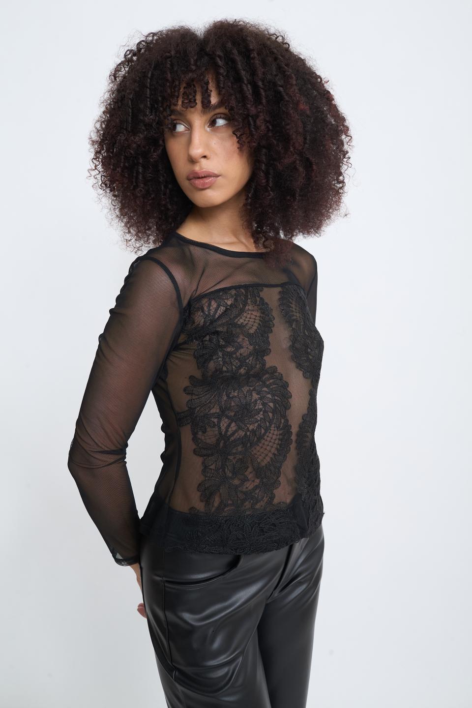 Maglia tulle/pizzo nero - Autunno - Inverno 2025 | Brend
