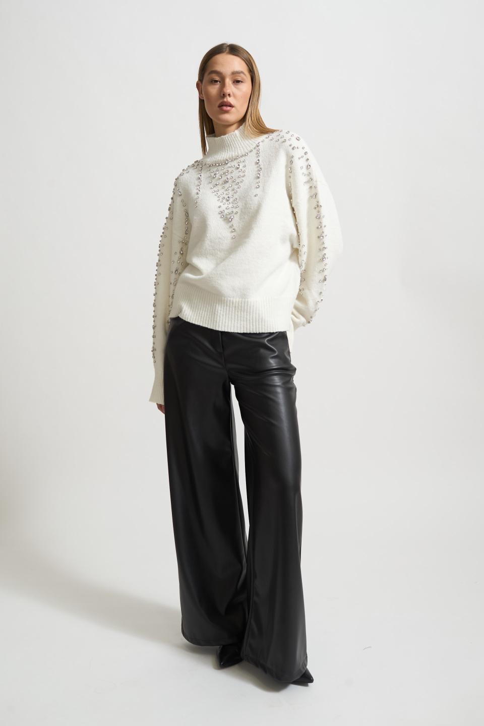 Maglia collo vulcano strass | Brend