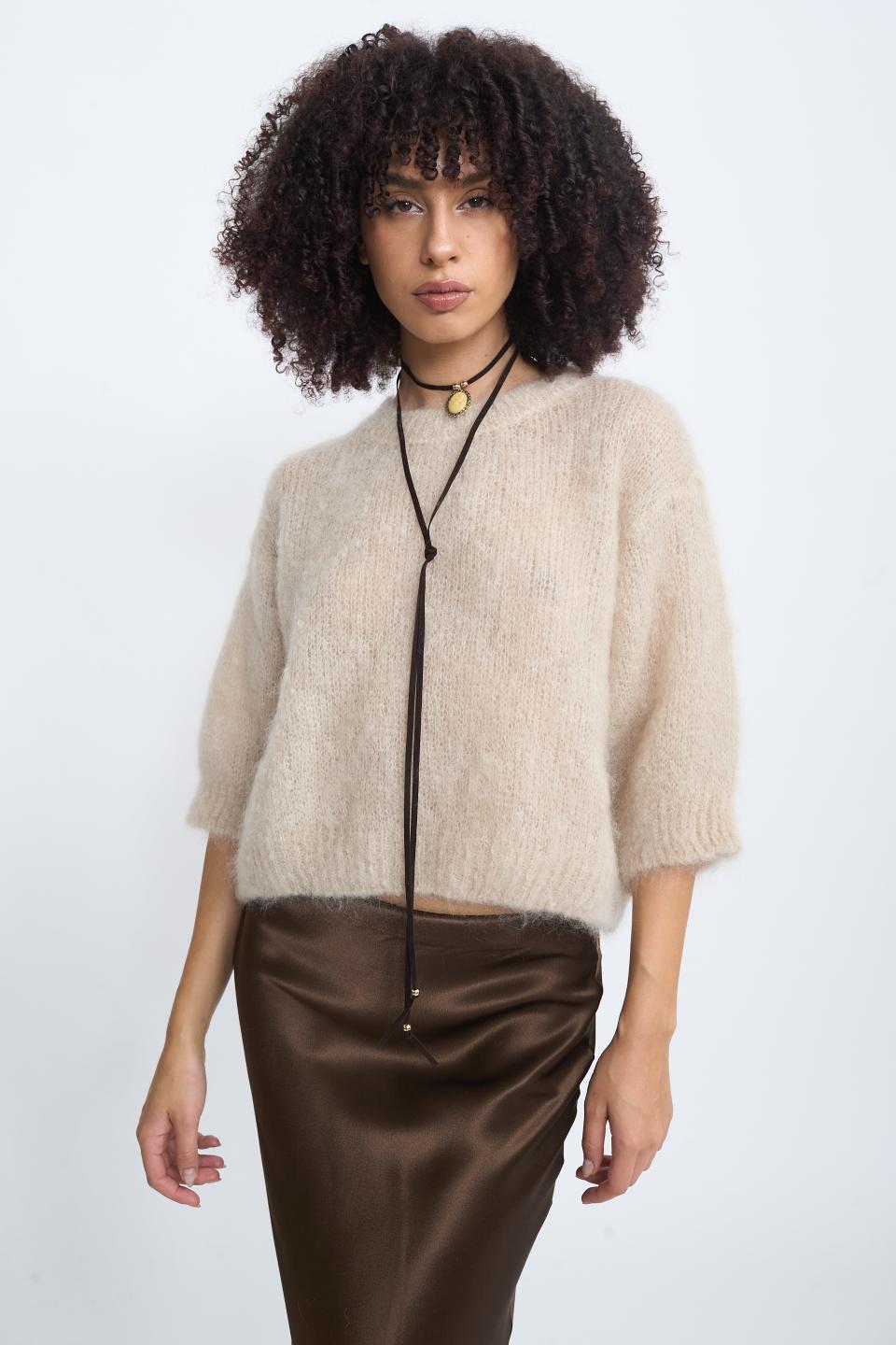 Maglia uovo mohair beige - Autunno - Inverno 2025 | Brend
