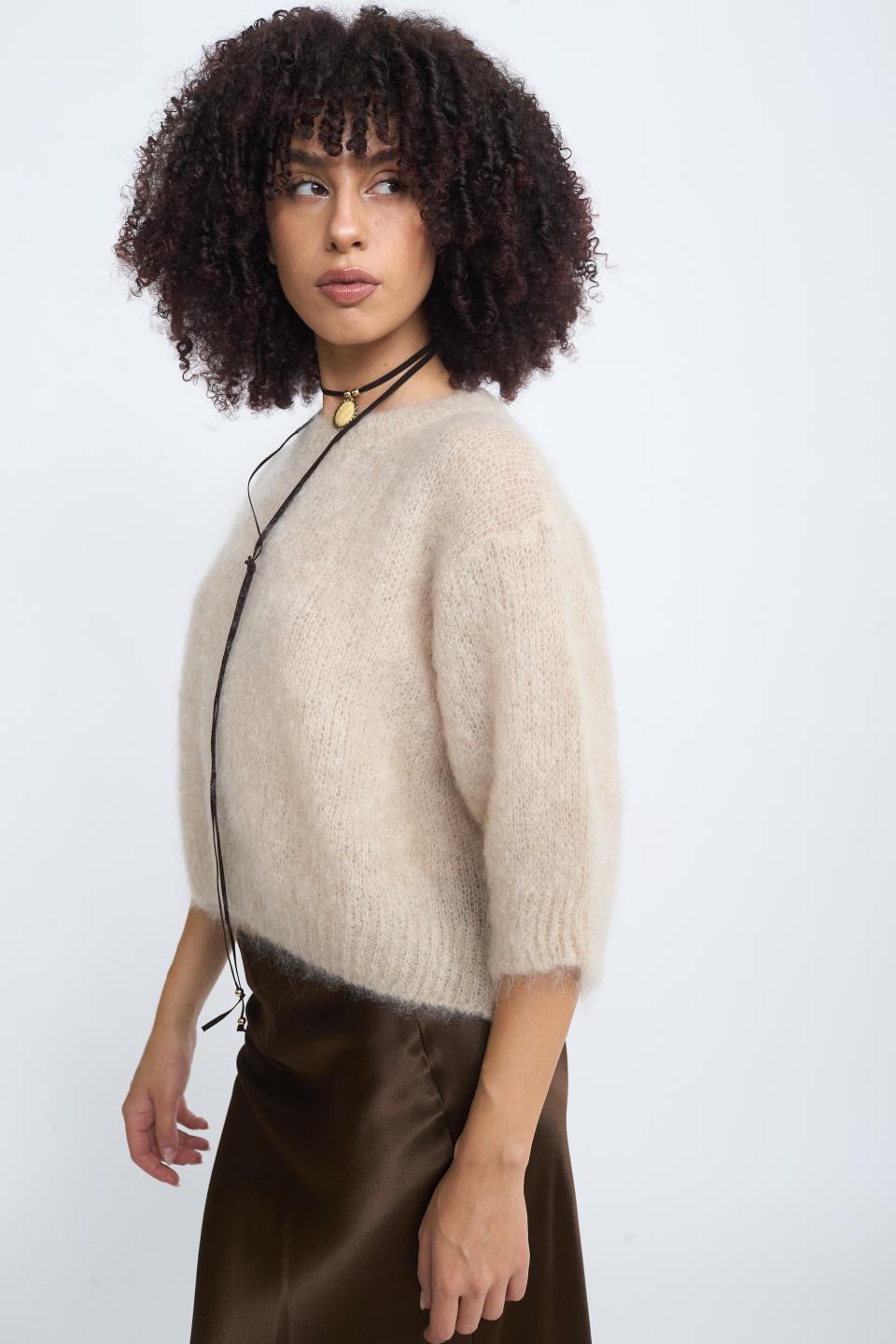 Maglia uovo mohair beige - Autunno - Inverno 2025 | Brend
