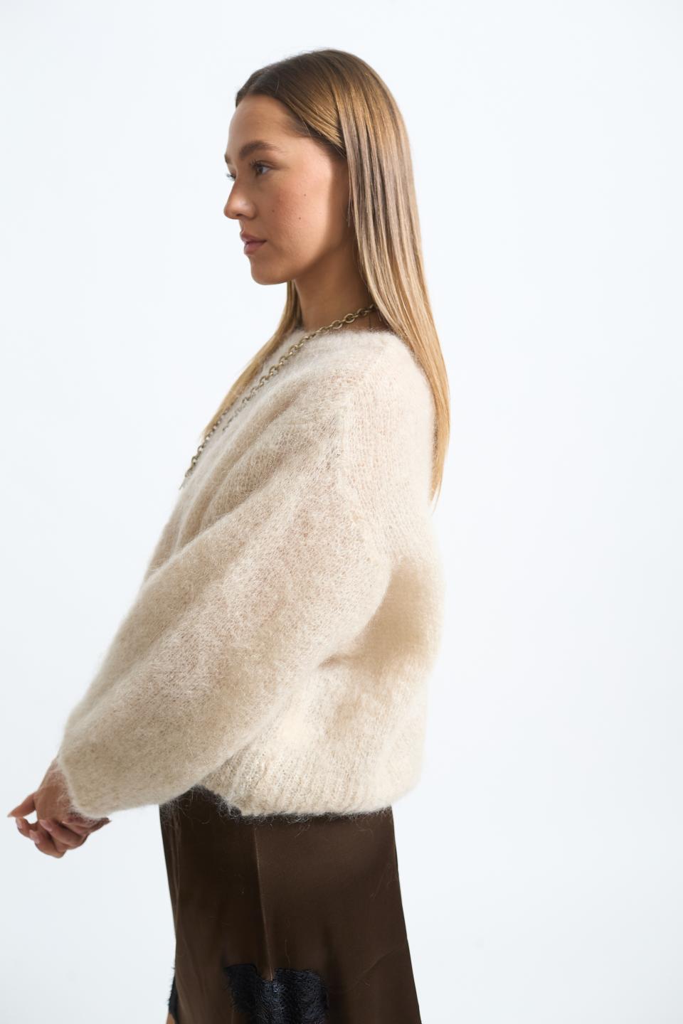 Maglia manica lunga mohair beige - Autunno - Inverno 2025 | Brend